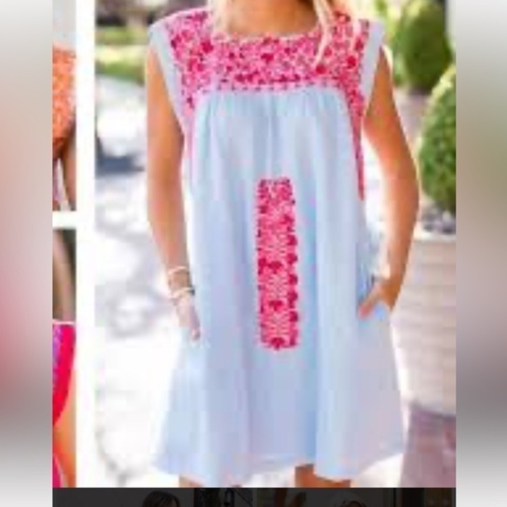 J.Marie Oaxaca Floral Embroidered Dress Sz medium